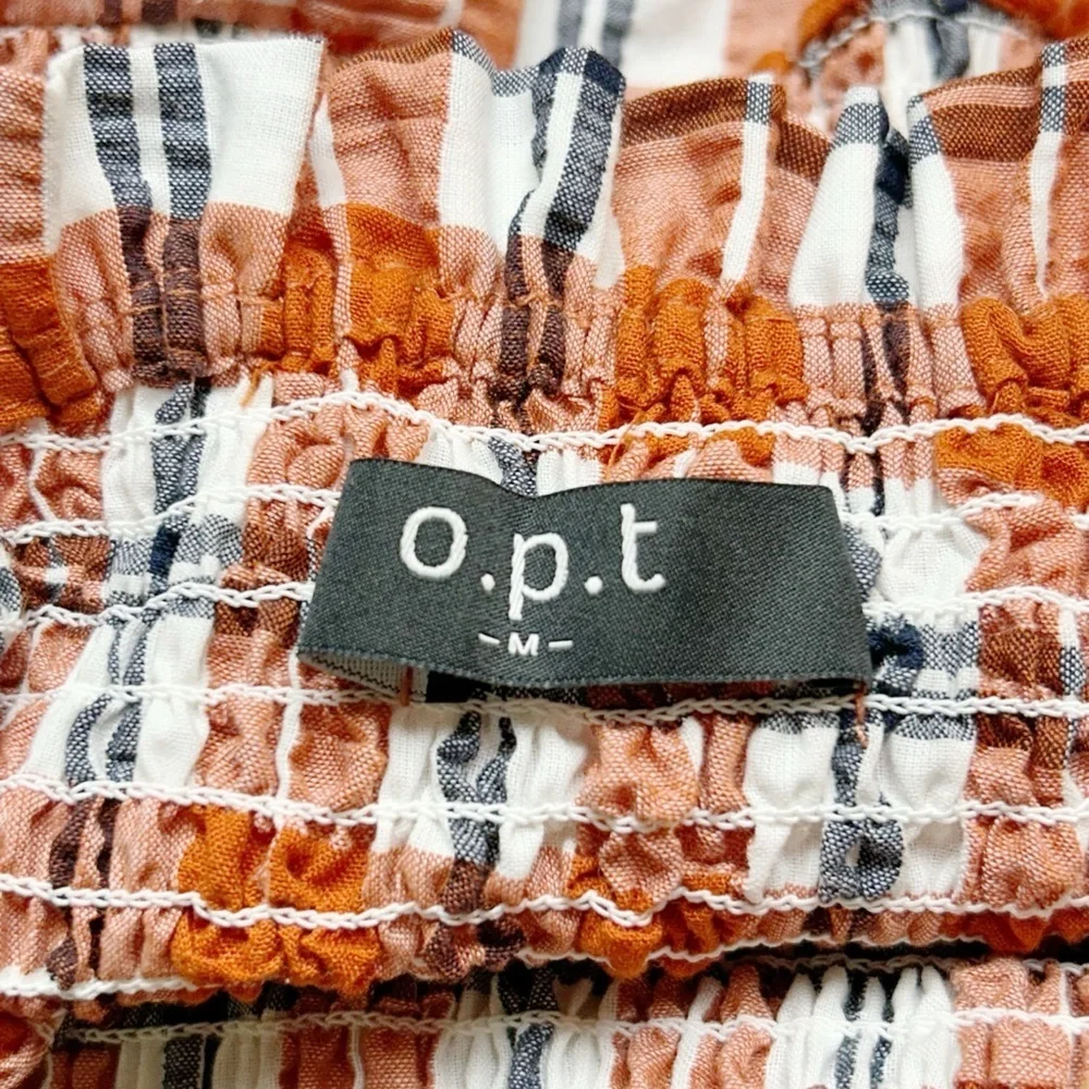 Fall Plaid Dress Smocked Bohemian Maxi Dress Orange Navy Combo Size M - Picture 7 of 11